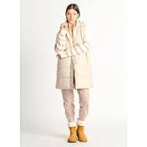 Dex Puffer Jacket Coat Vest, Long, Ivory/Cream, Hood, Zip Pockets, Womens Sz S